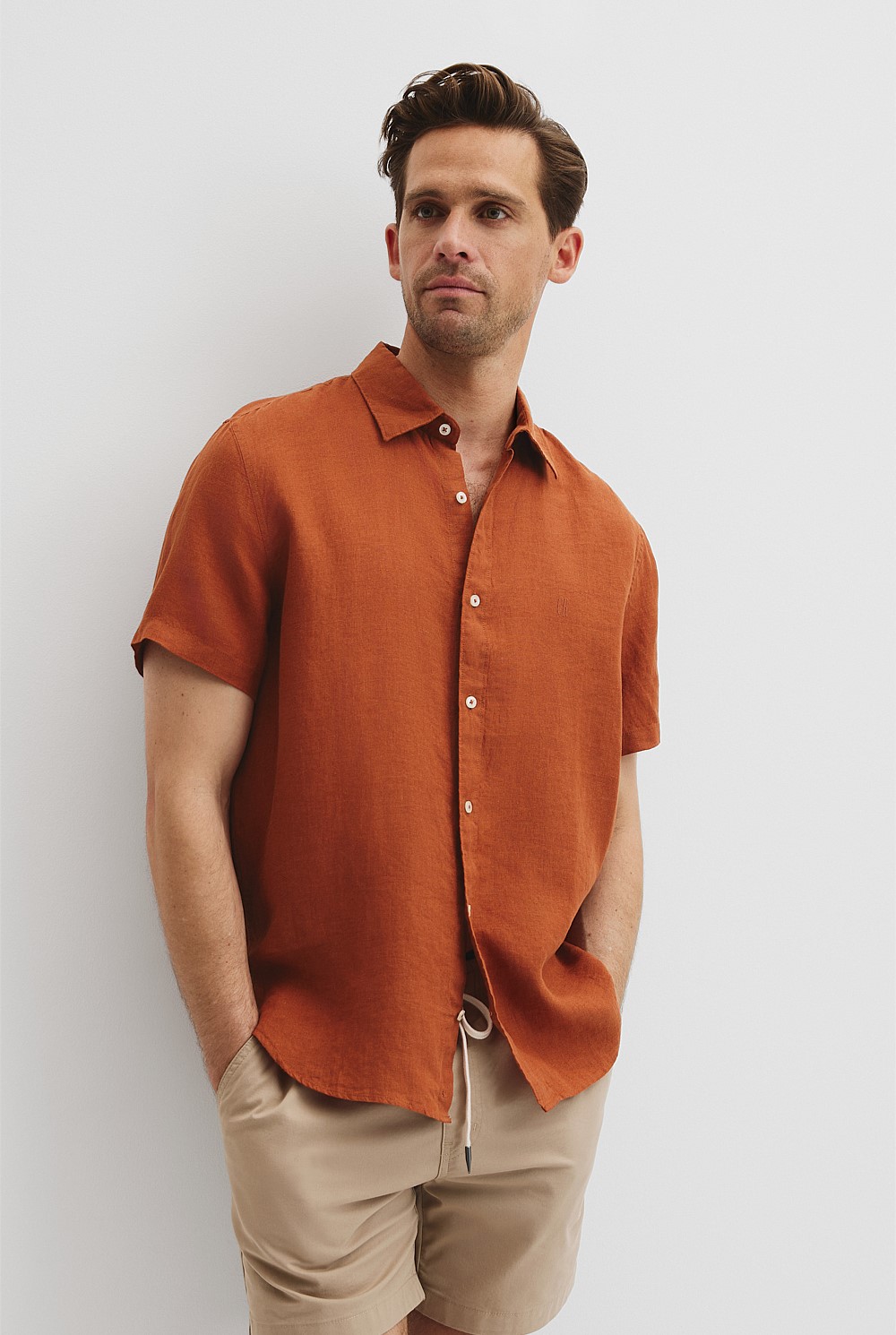 Regular Fit Organically Grown Linen Short Sleeve Shirt