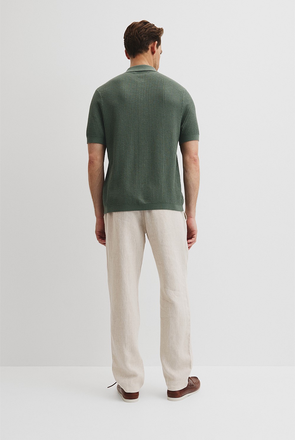 Short Sleeve Cotton Linen Knit Shirt