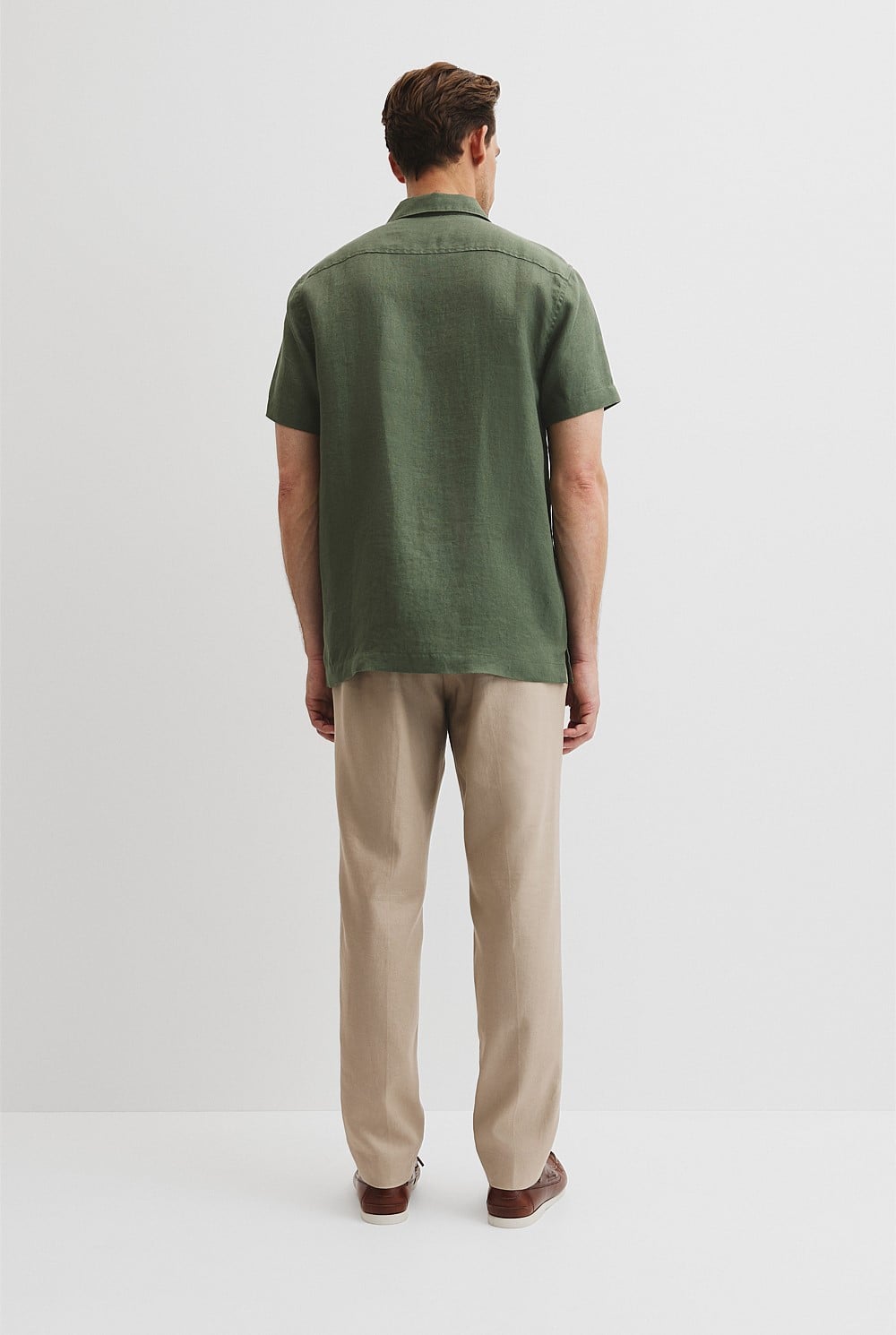 Double Pocket Textured Linen Short Sleeve Shirt