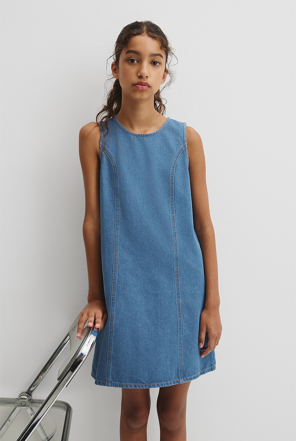 Teen Denim Shift Mini Dress