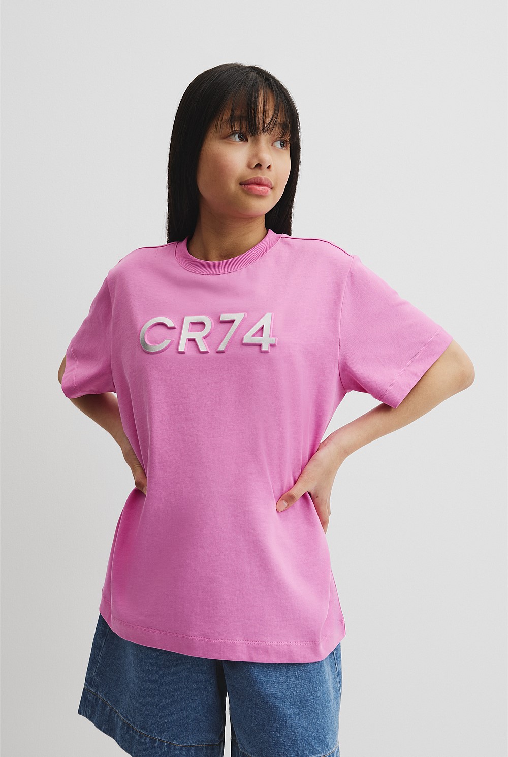 Teen Recycled Cotton Blend Longline Logo T-Shirt