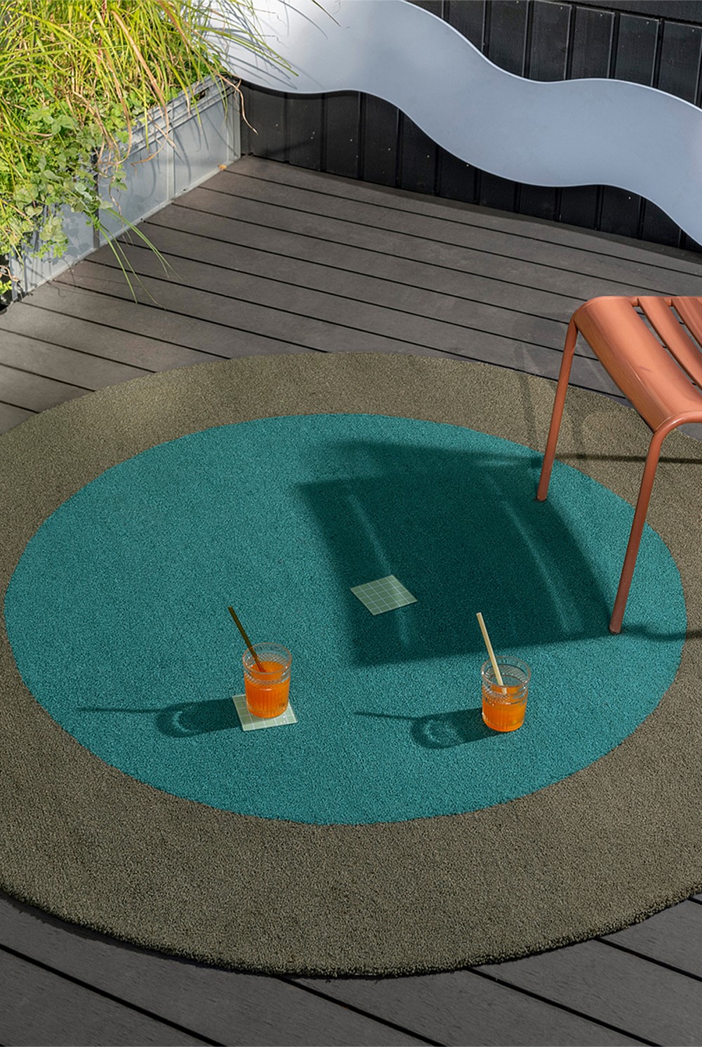 Habitat Festival Round Aqua Outdoor Rug 200x200cm