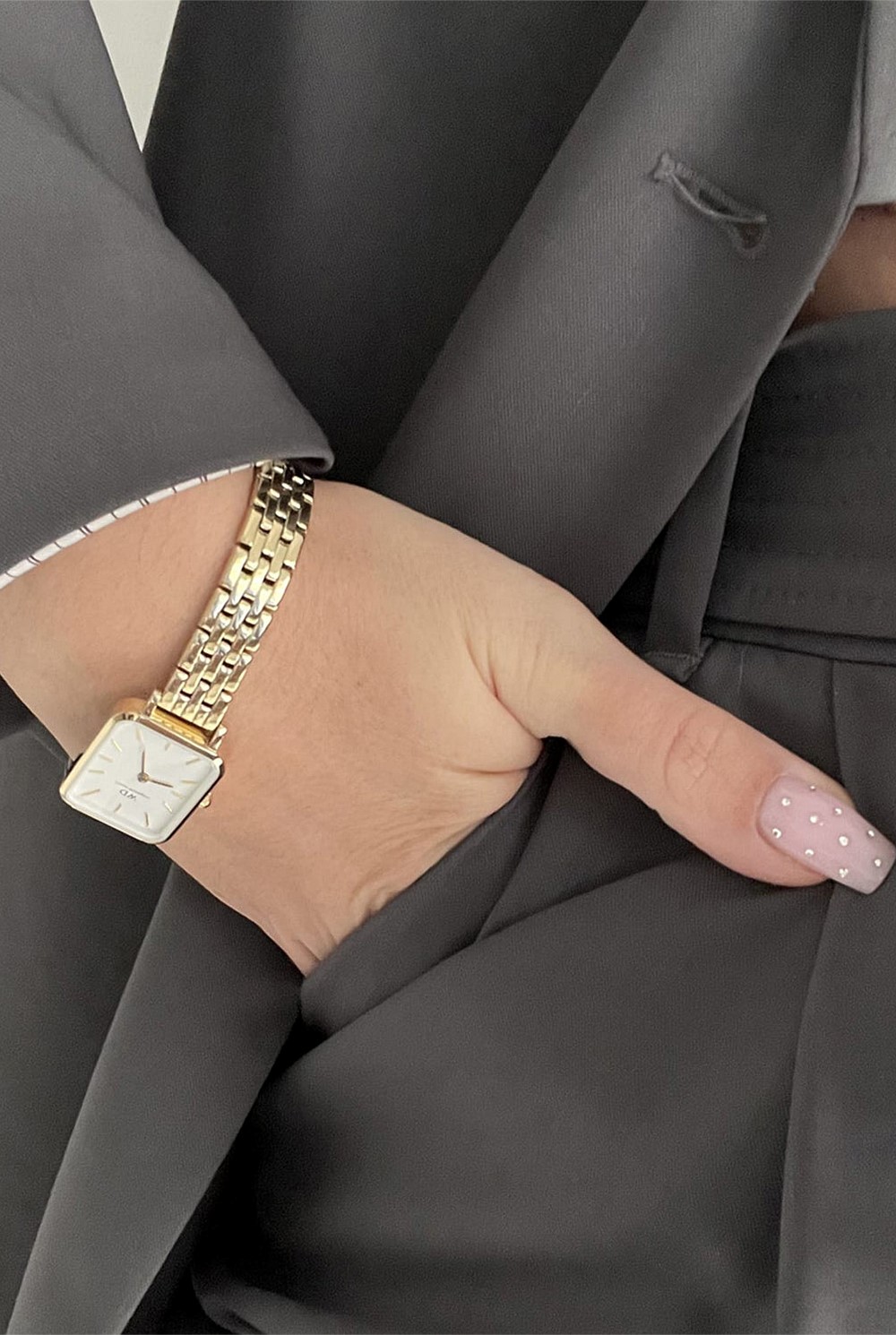 Quadro 20x26 5-link Gold & White Watch