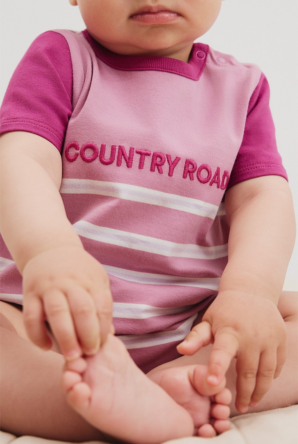 Organically Grown Cotton Stripe Logo T-Shirt Bodysuit