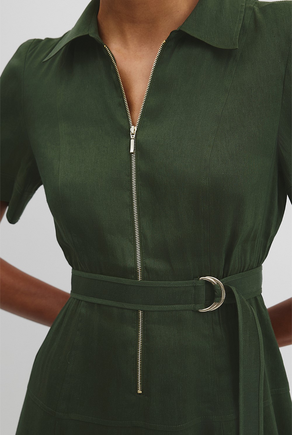 Organically Grown Linen Blend Drop Waist Shirt Dress