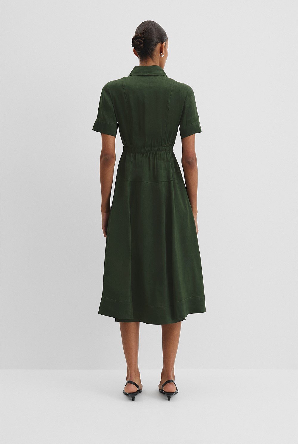 Organically Grown Linen Blend Drop Waist Shirt Dress