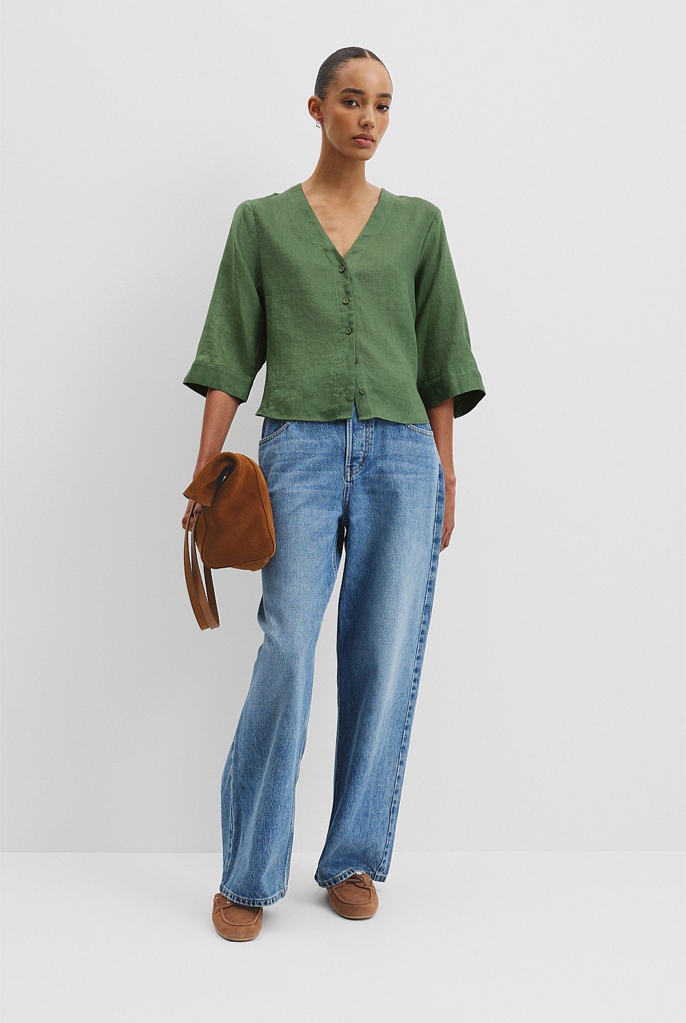 Organically Grown 3/4 Sleeve Linen Shirt