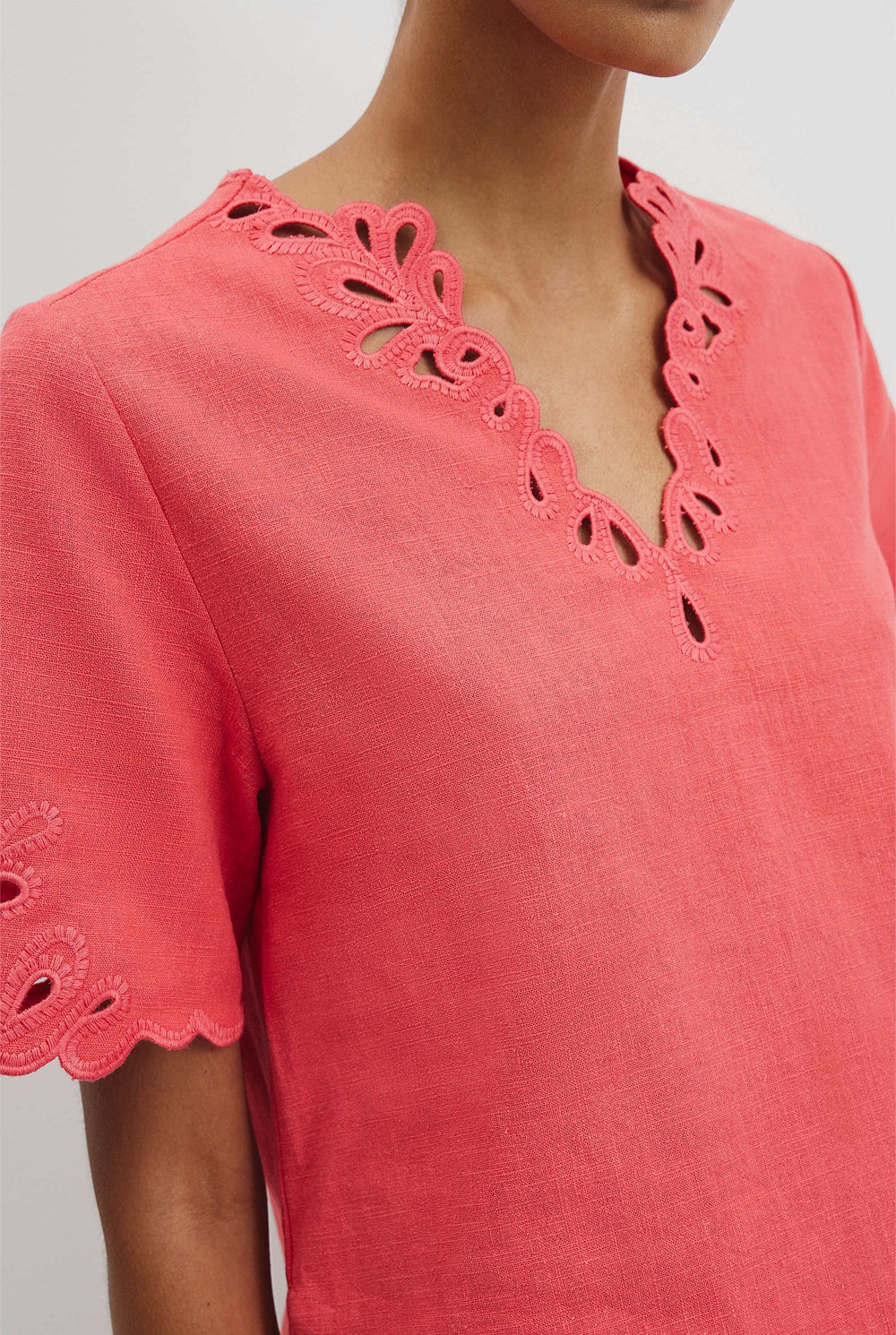 Cutwork Short Sleeve Popover
