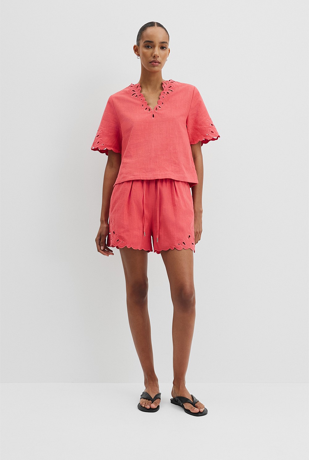 Cutwork Short Sleeve Popover