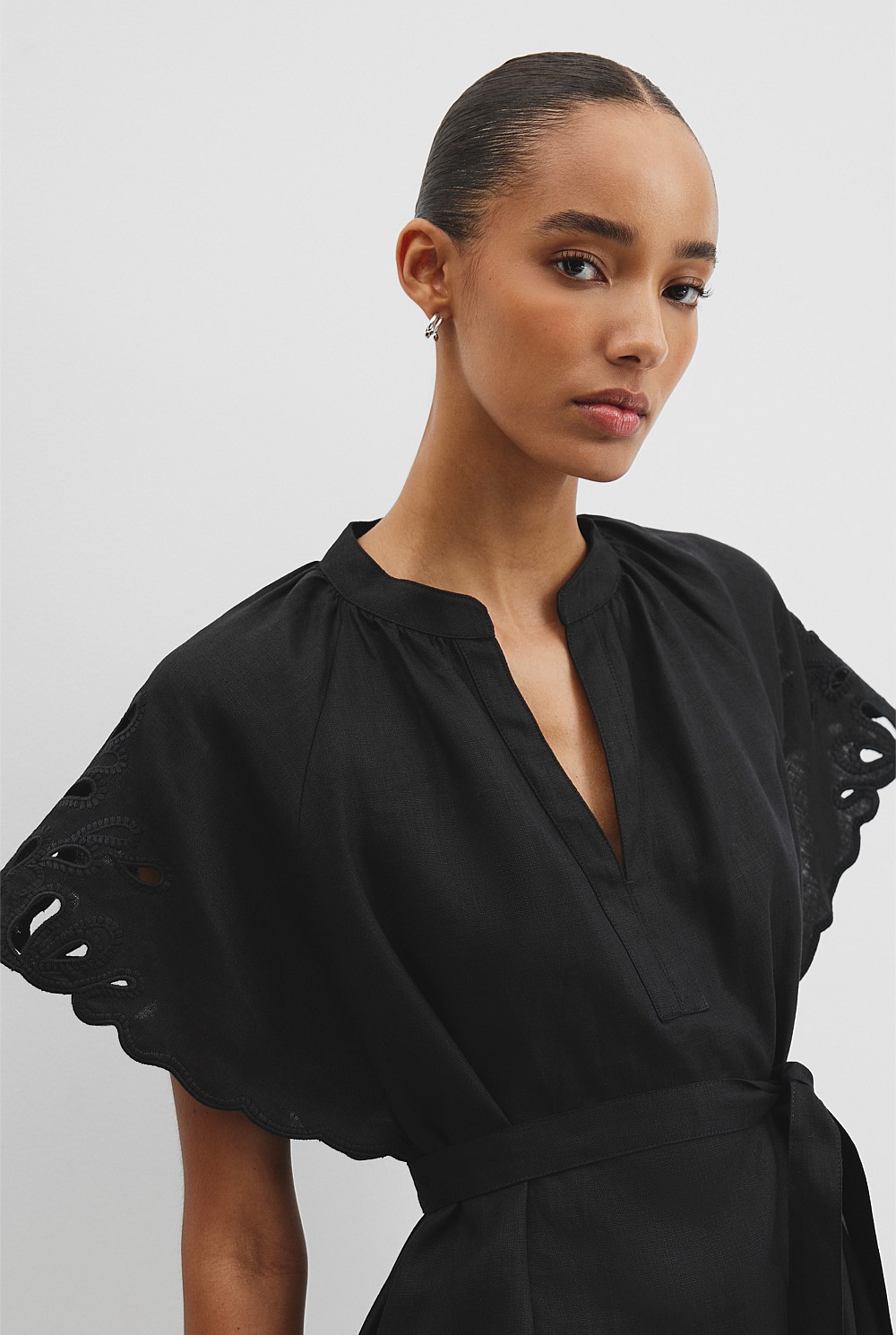 Cutwork Linen Mini Dress