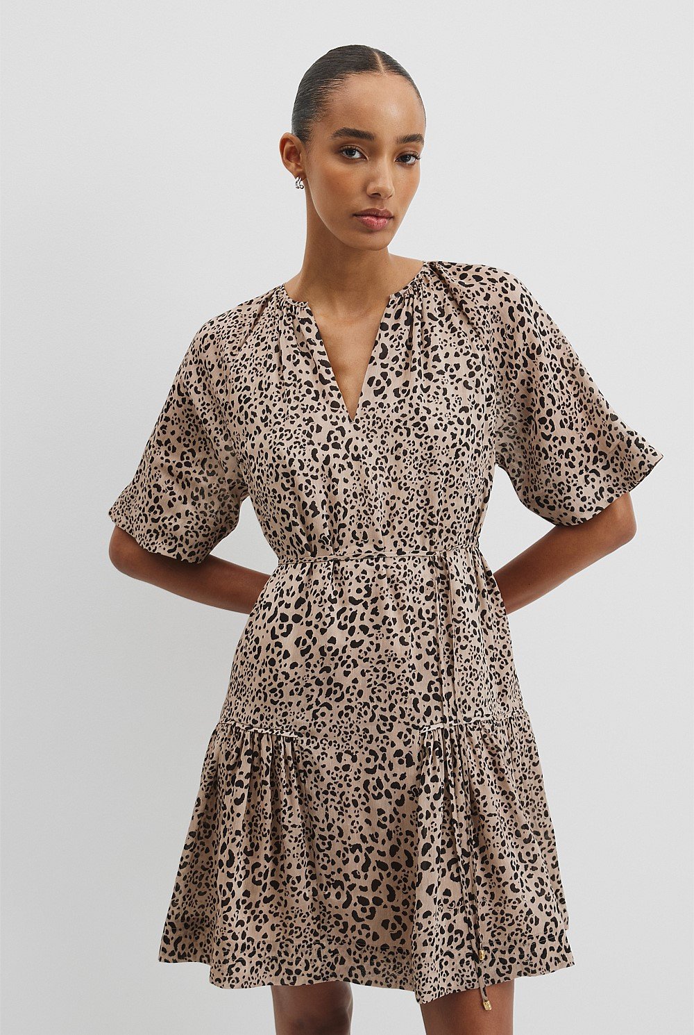 Print Tiered Mini Dress