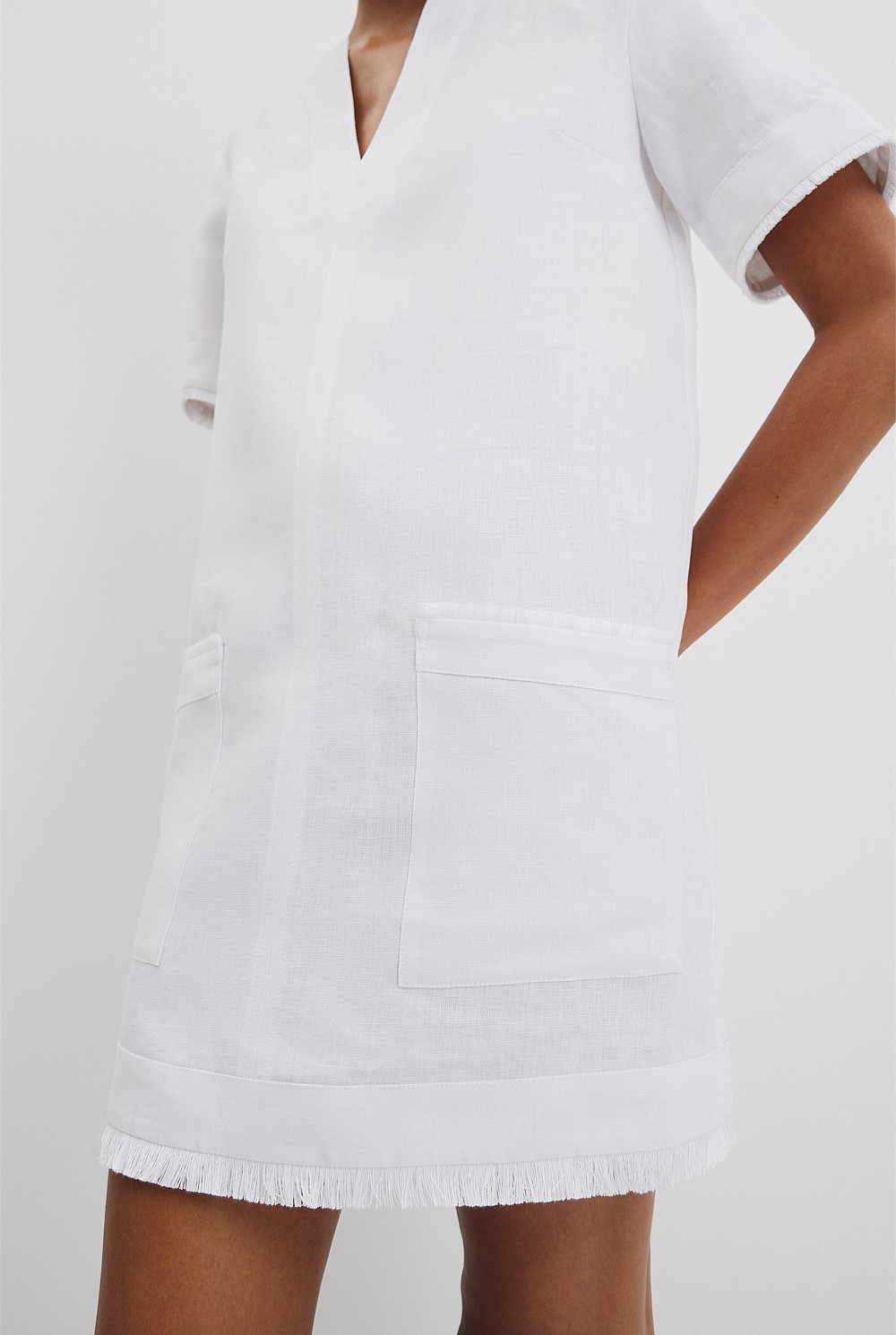 Organically Grown Linen Frayed Popover Dress