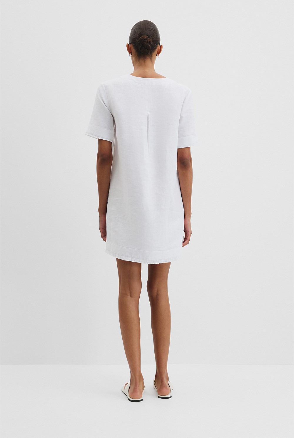 Organically Grown Linen Frayed Popover Dress
