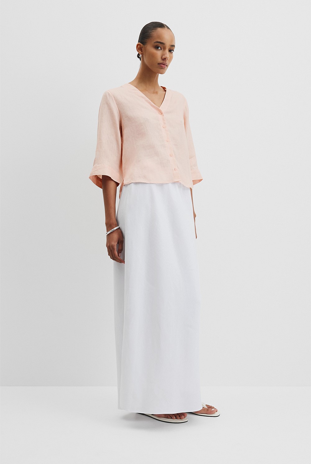 Organically Grown 3/4 Sleeve Linen Shirt