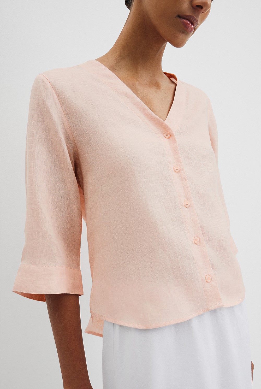 Organically Grown 3/4 Sleeve Linen Shirt