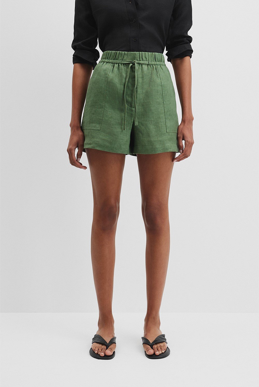 Organically Grown Linen Tie Detail Short