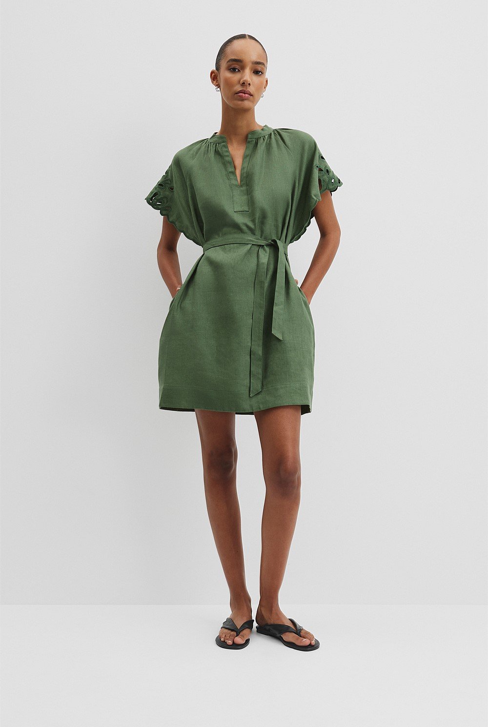 Cutwork Linen Mini Dress