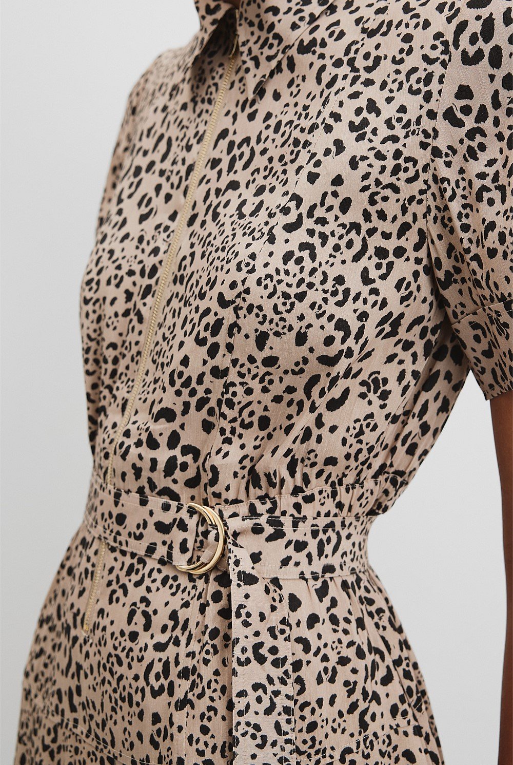 Organically Grown Linen Blend Print Drop Waist Shirt Dress