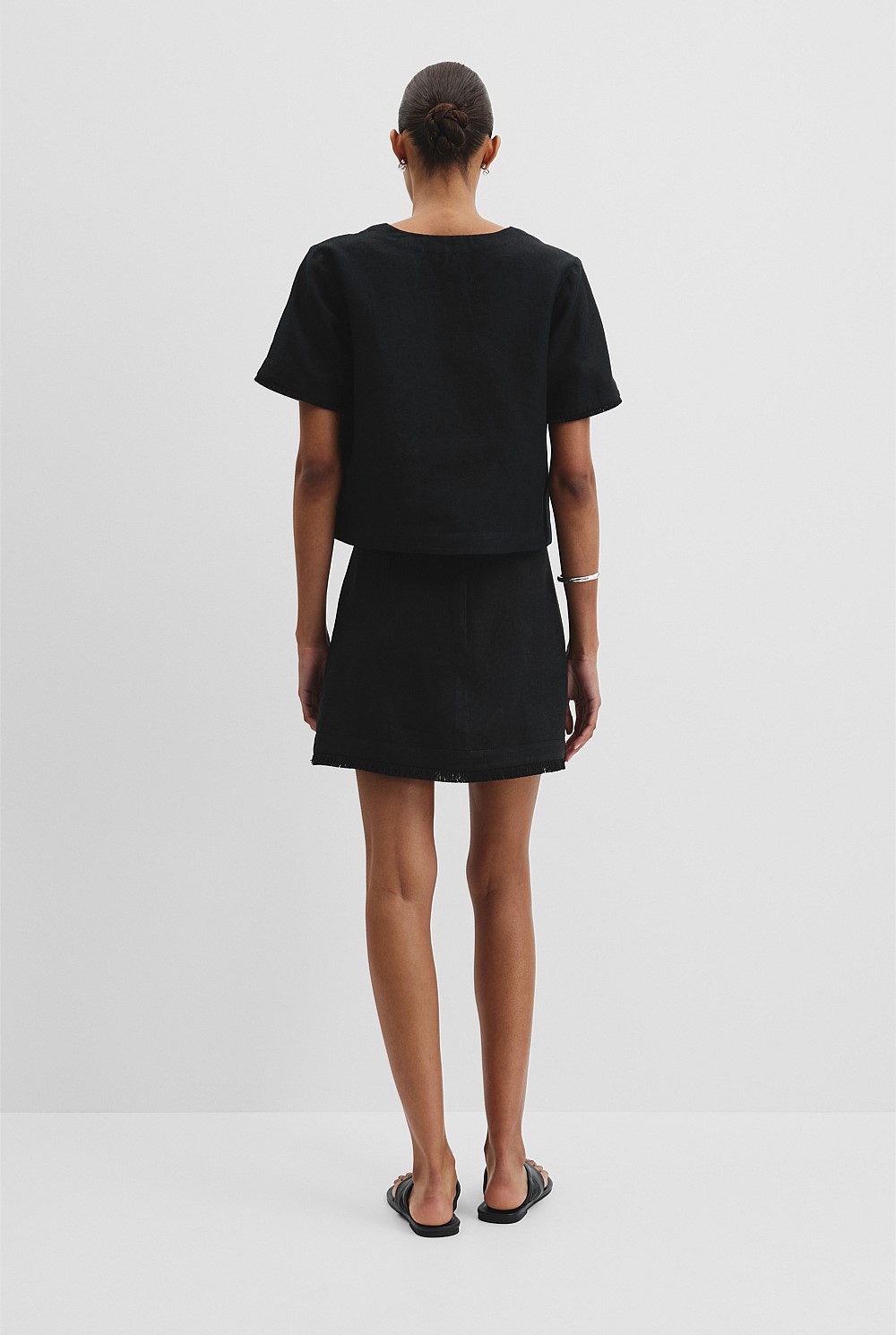 Organically Grown Linen Frayed Popover Top