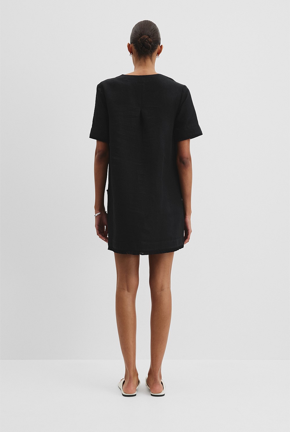 Organically Grown Linen Frayed Popover Dress