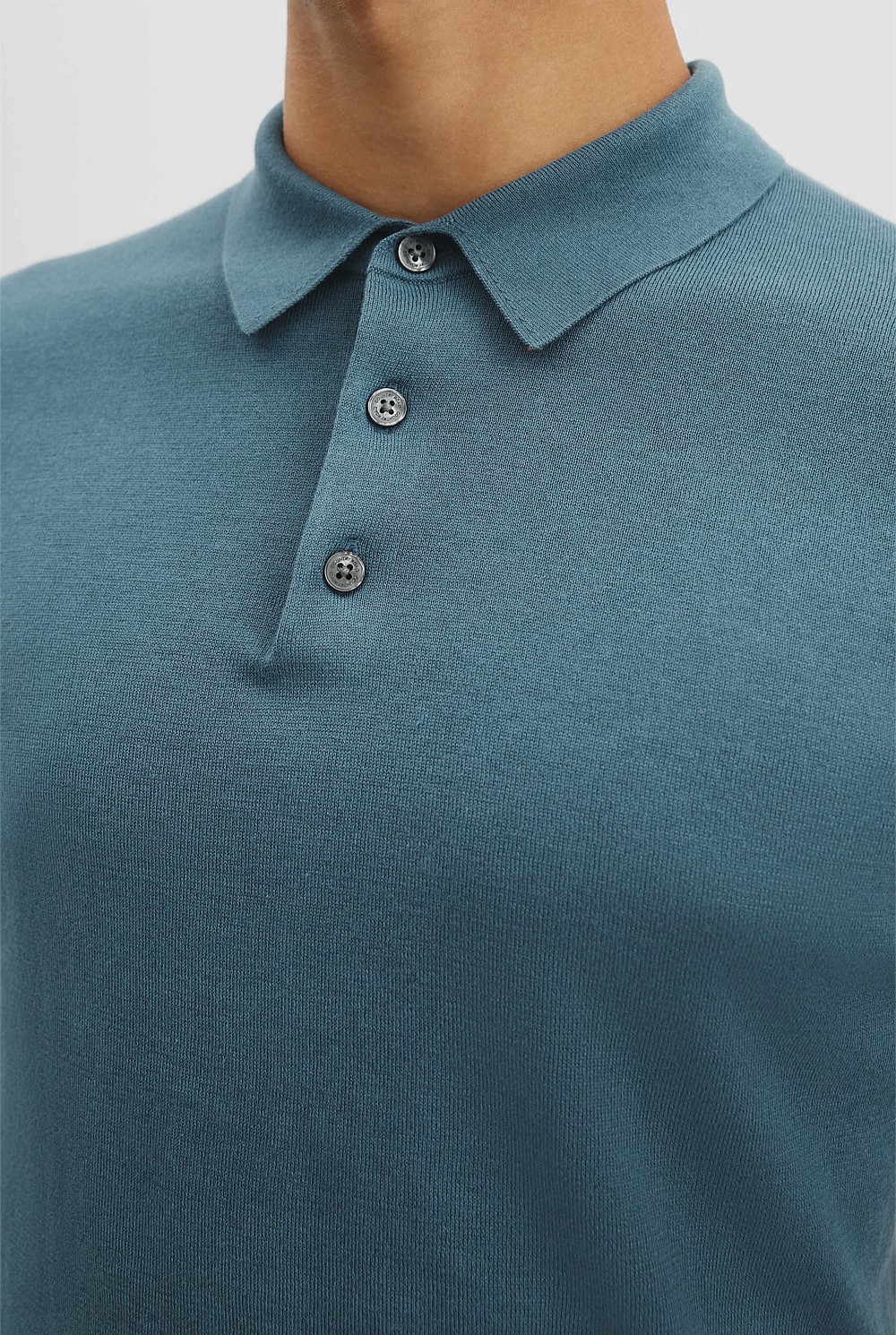 Australian Cotton Blend Silk Button Polo