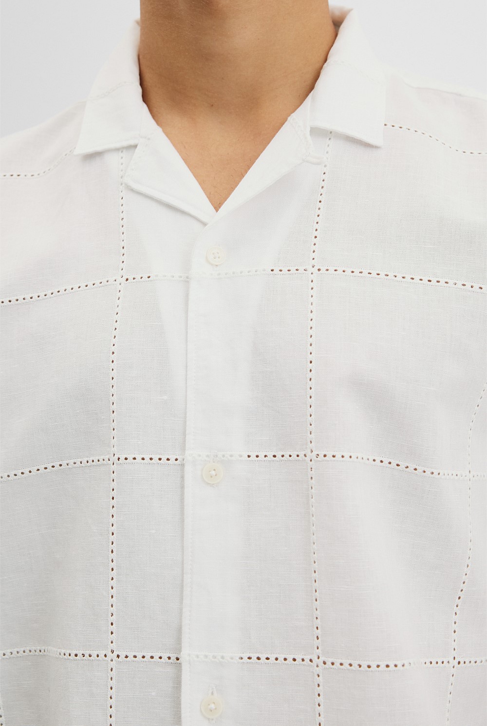Relaxed Linen Cotton Embroidery Shirt