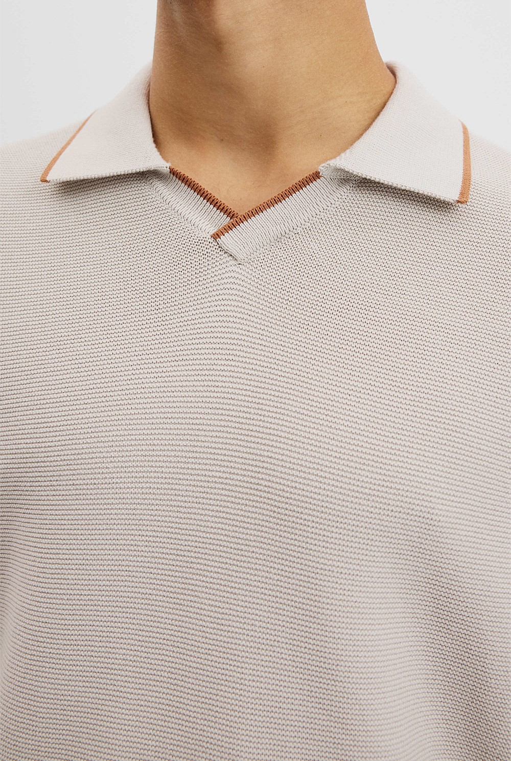 Australian Cotton V-Neck Knit Polo