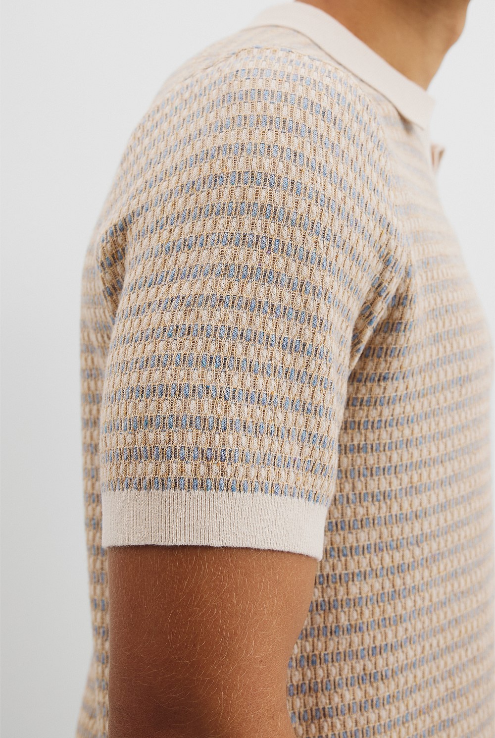 Cotton Linen Textured Check Knit