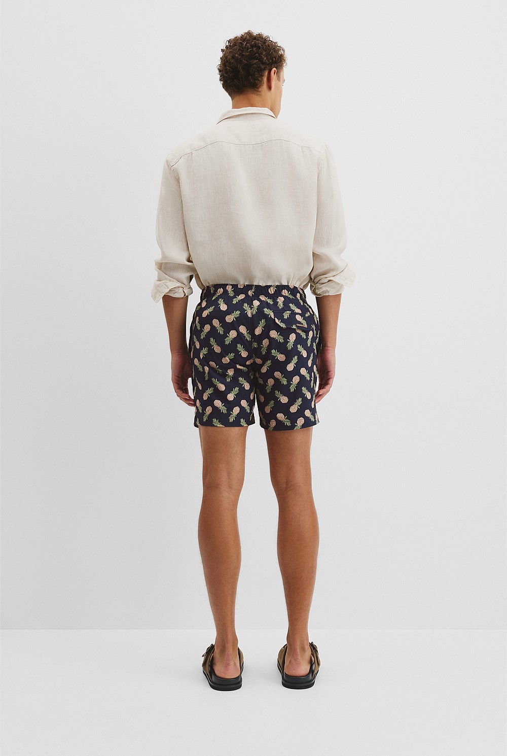 Recycled Polyester Blend Pineapple Print Swim Straight