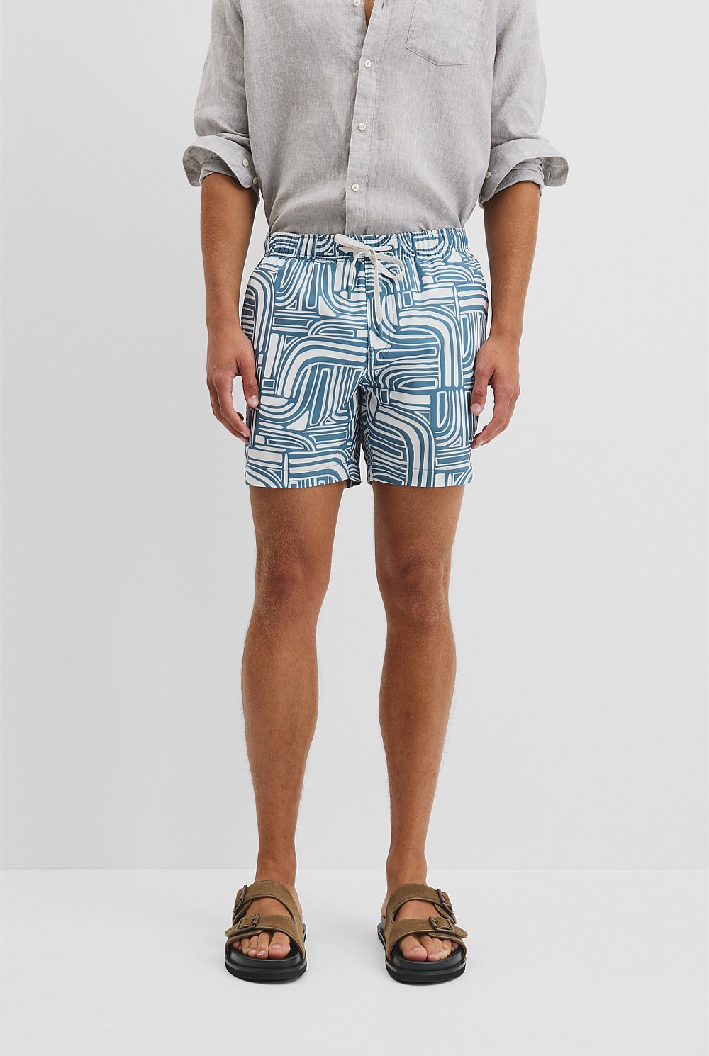 Recycled Polyester Abstract Print Swim Straight