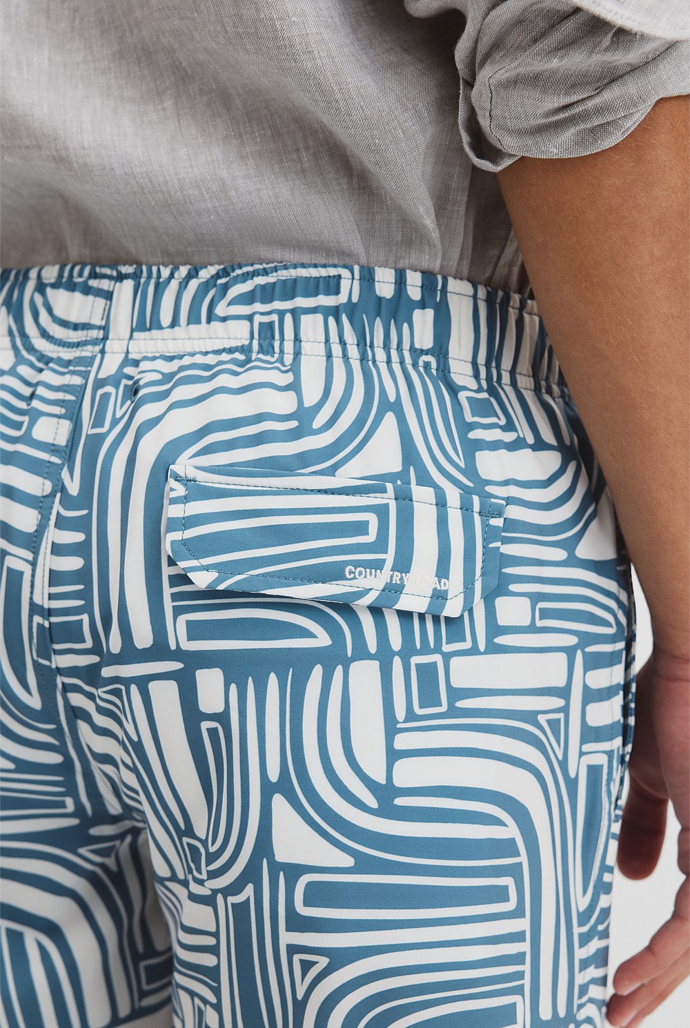 Recycled Polyester Abstract Print Swim Straight