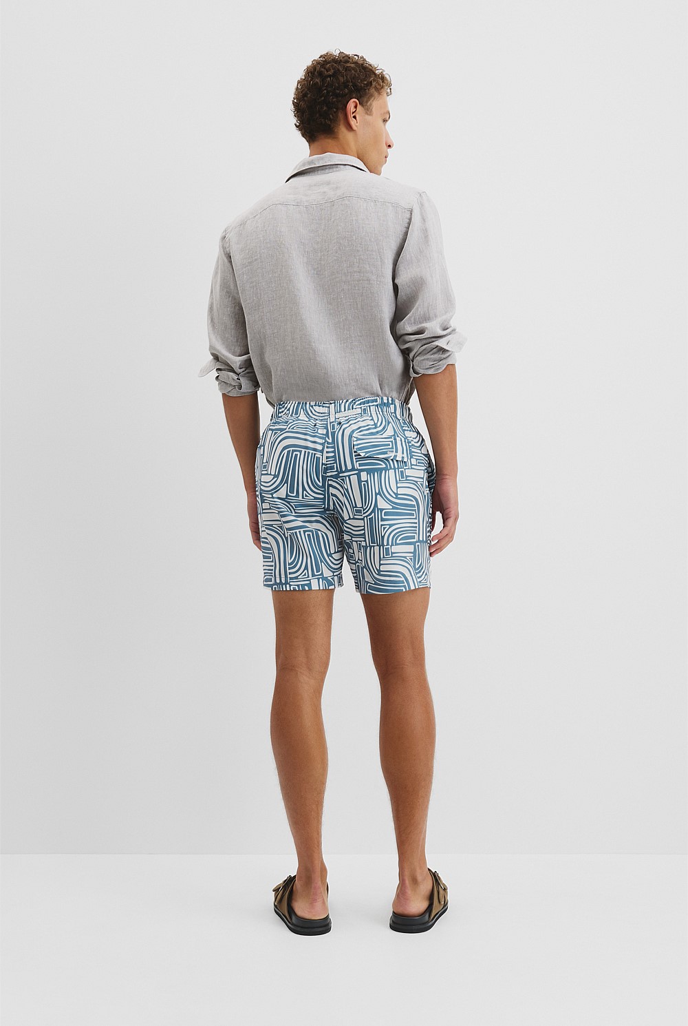 Recycled Polyester Abstract Print Swim Straight