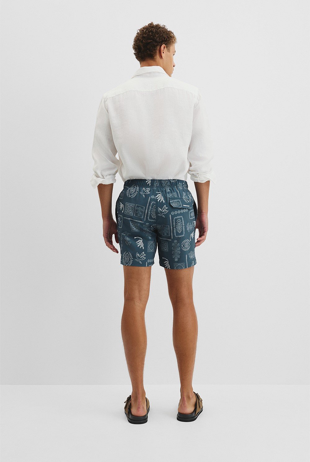 Recycled Polyester Blend Icon Print Swim Straight