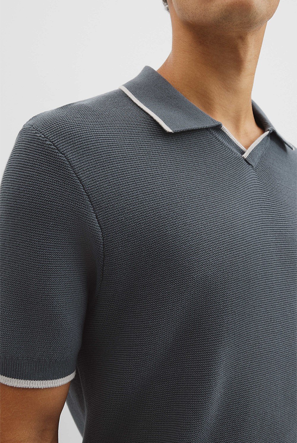 Australian Cotton V-Neck Knit Polo