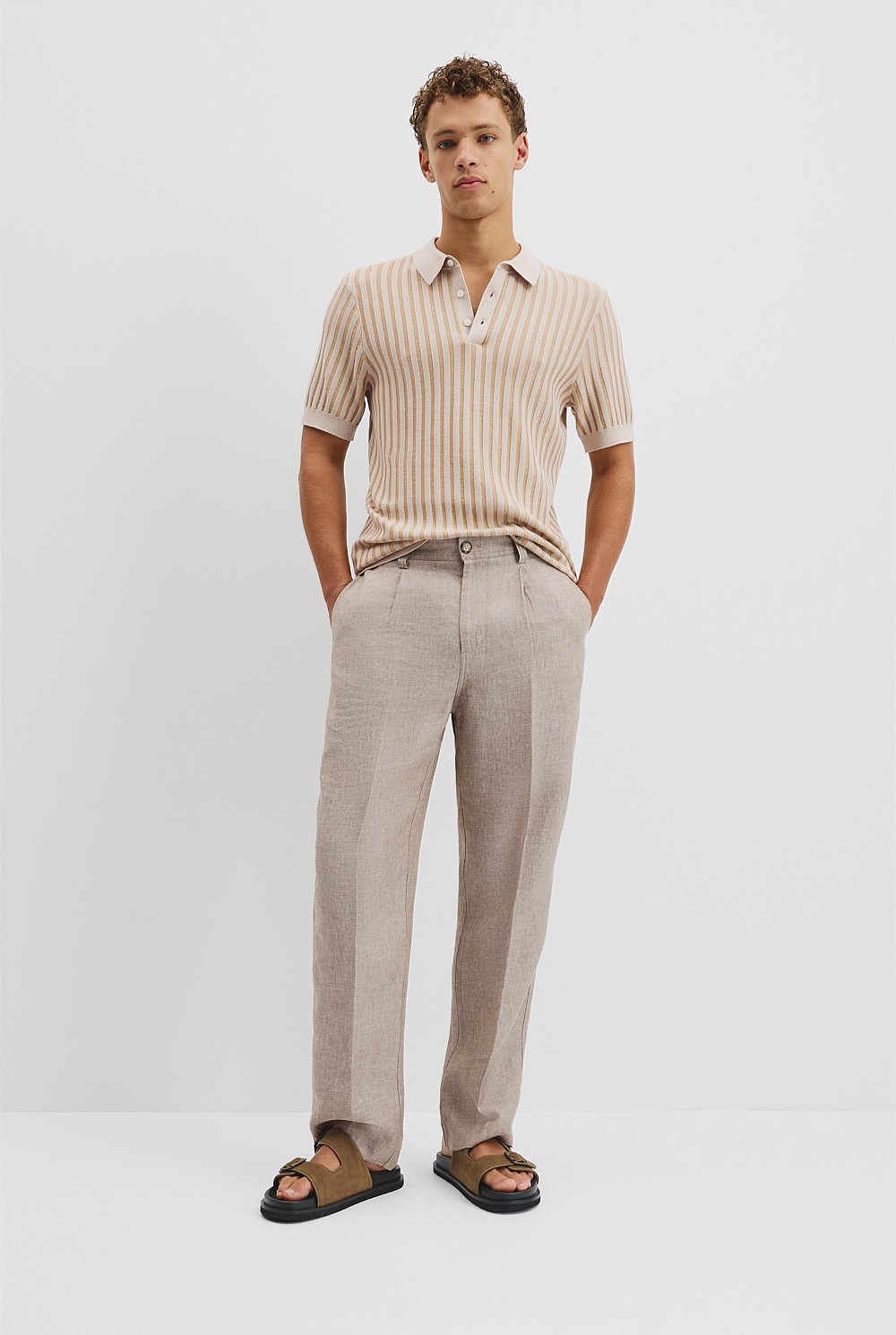 Australian Cotton Blend Silk Stripe Knit Polo