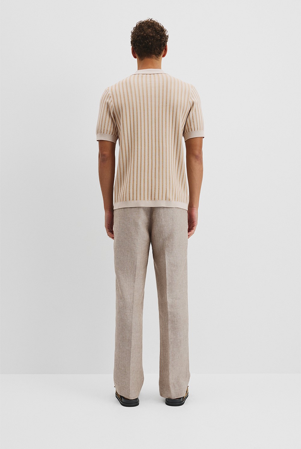 Australian Cotton Blend Silk Stripe Knit Polo