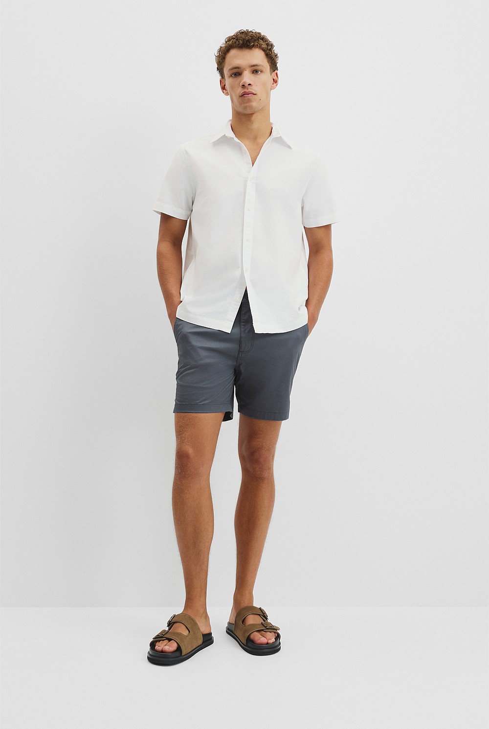 Short Sleeve Relaxed Good Earth Cotton Oxford Shirt