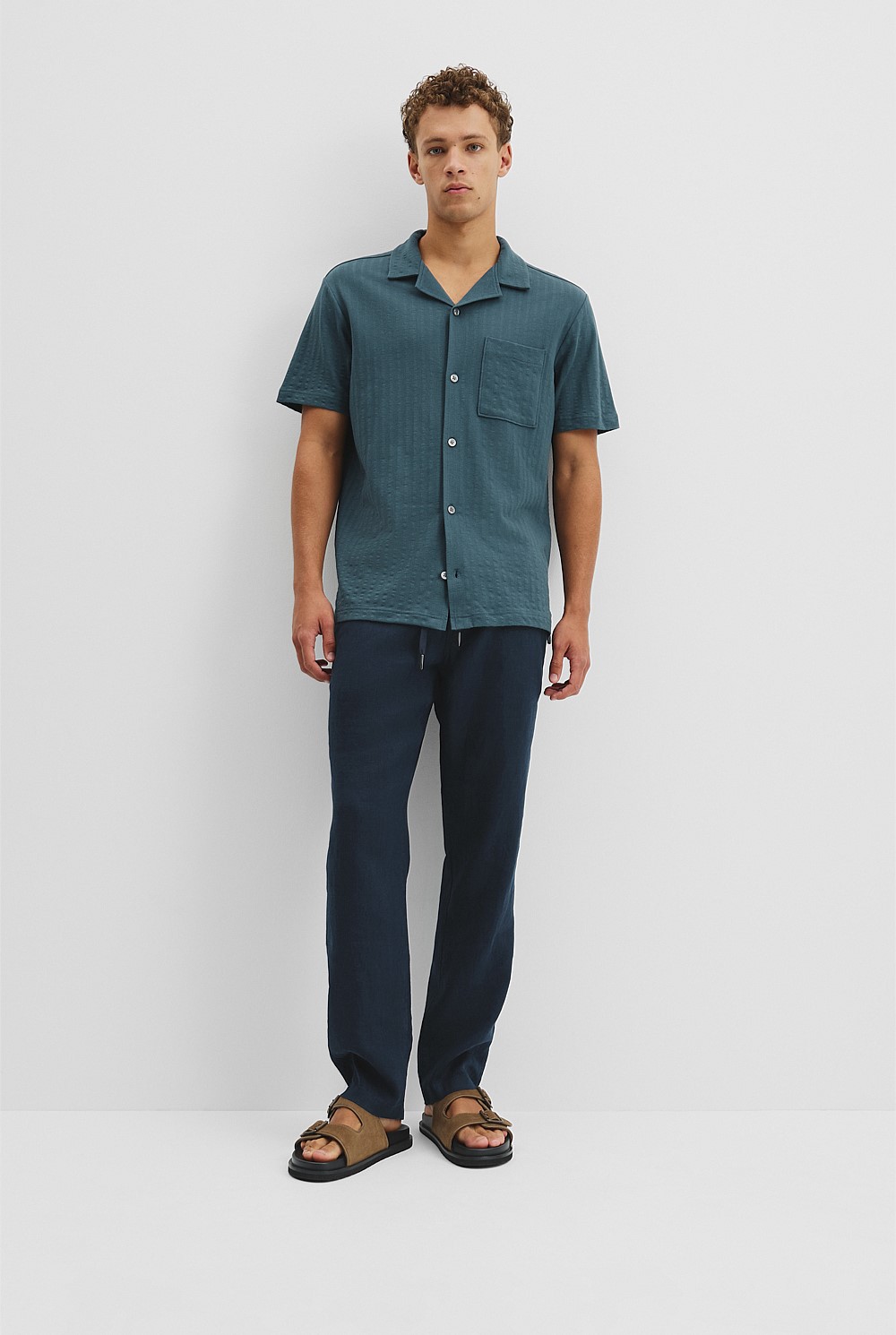 Short Sleeve Seersucker Cuban Shirt