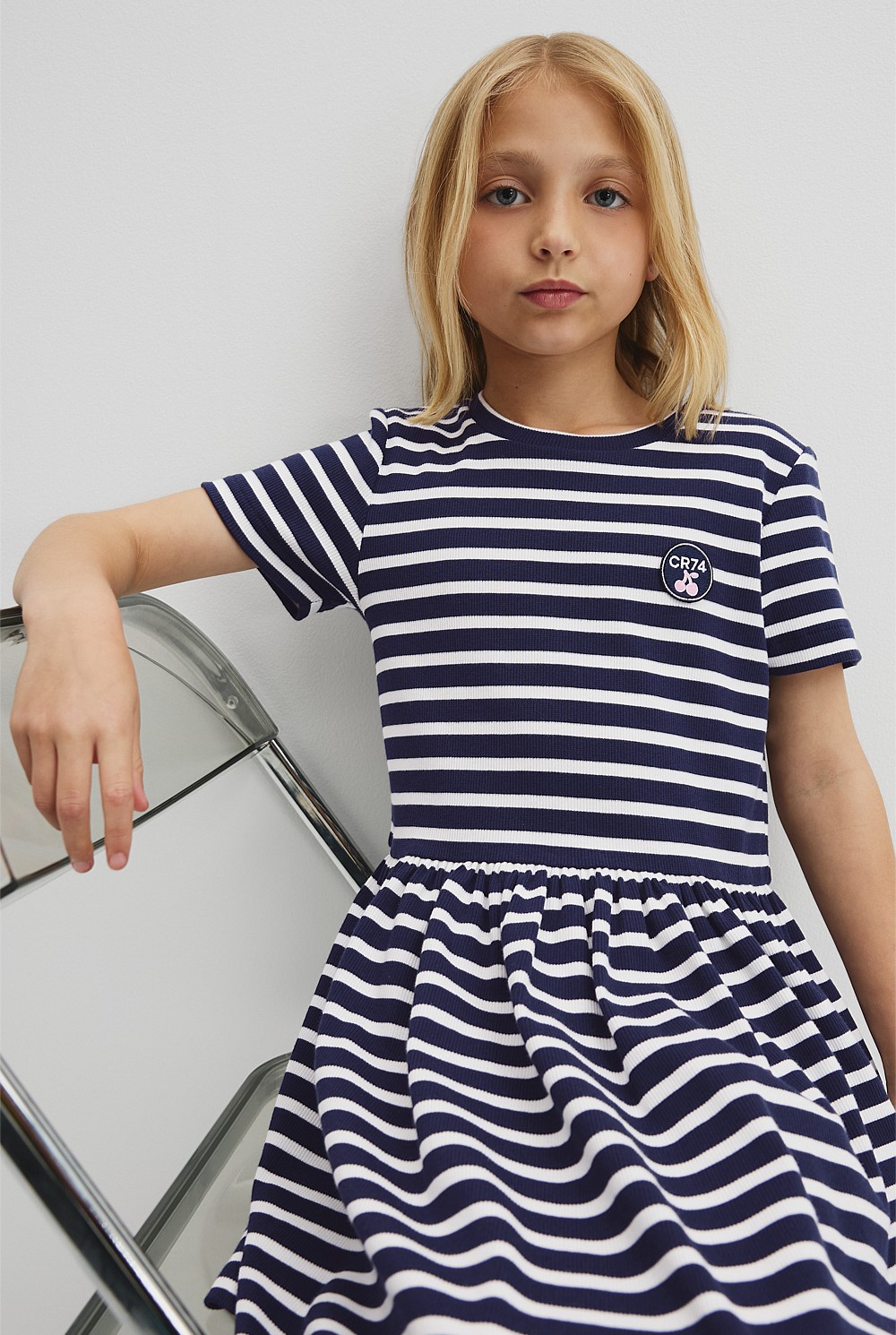 Gathered Rib T-Shirt Dress