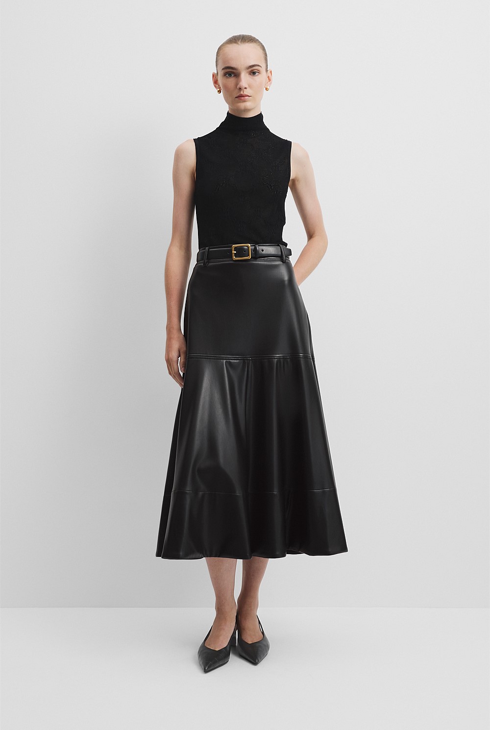 PU Midi Skirt