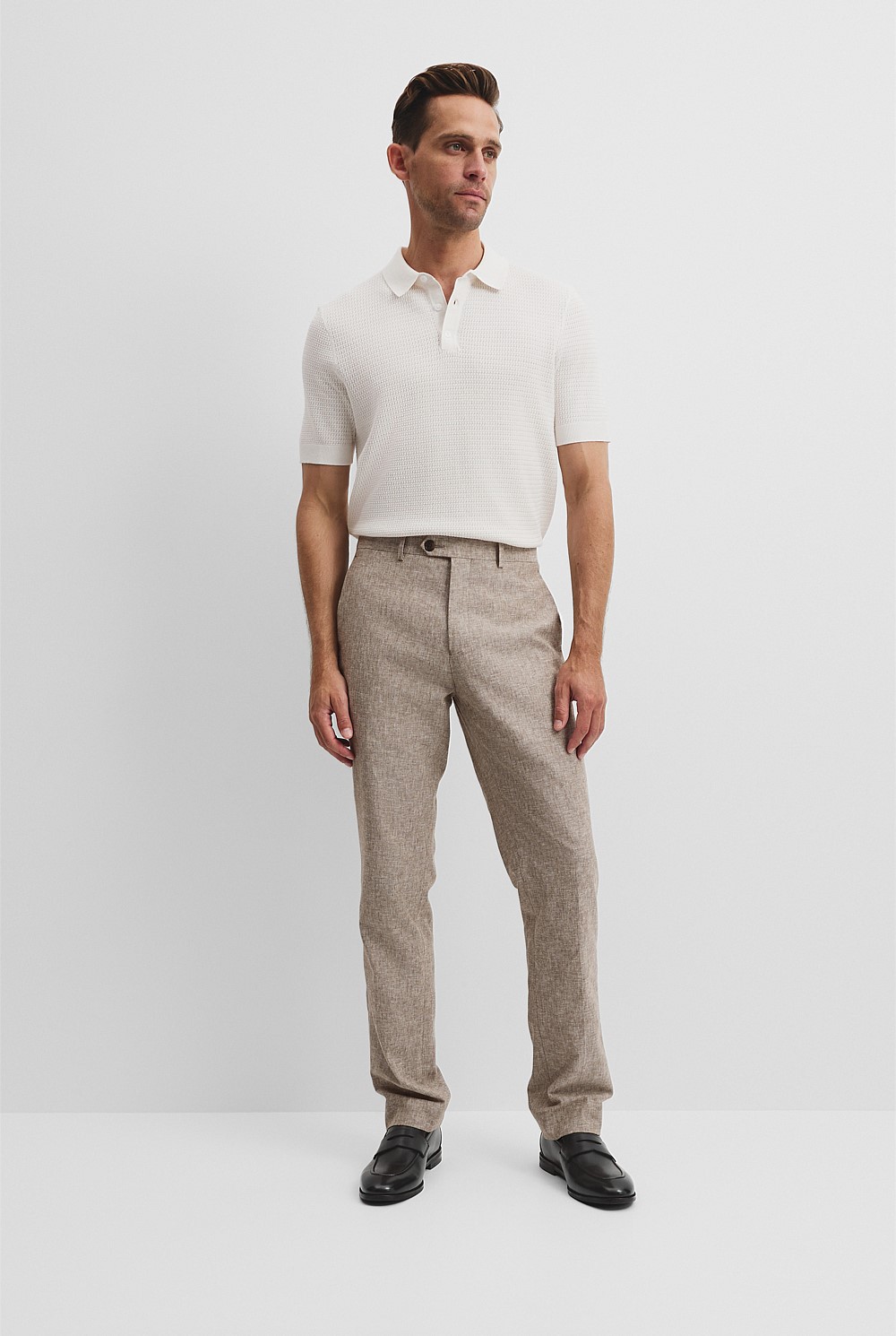 Australian Cotton Silk Blend Textured Knit Polo