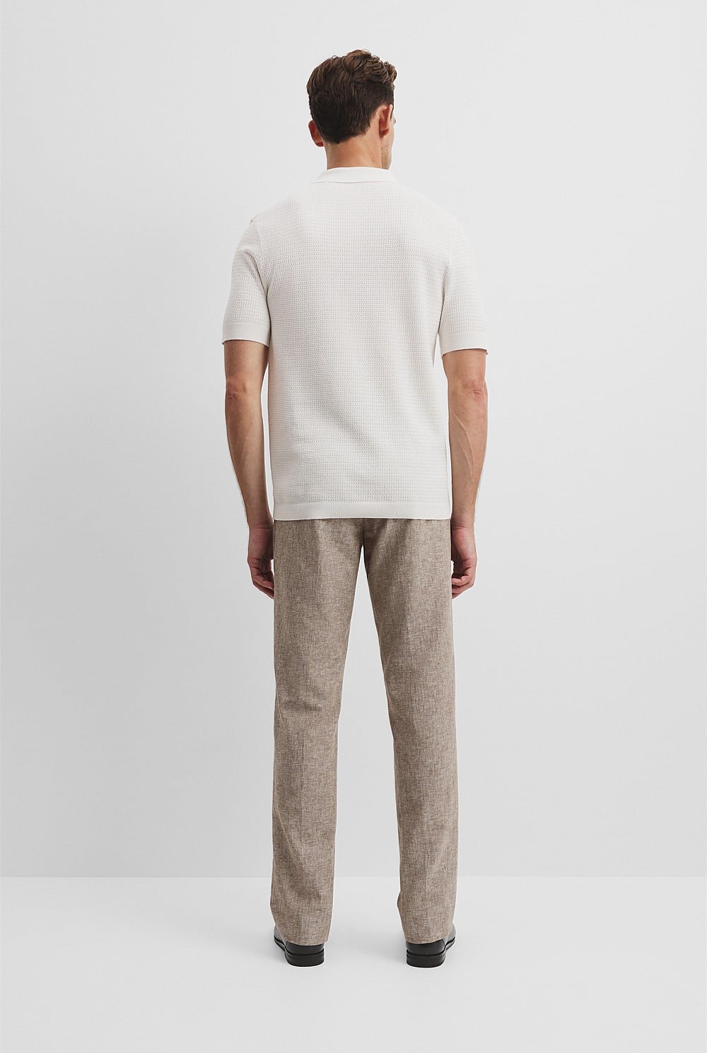 Australian Cotton Silk Blend Textured Knit Polo
