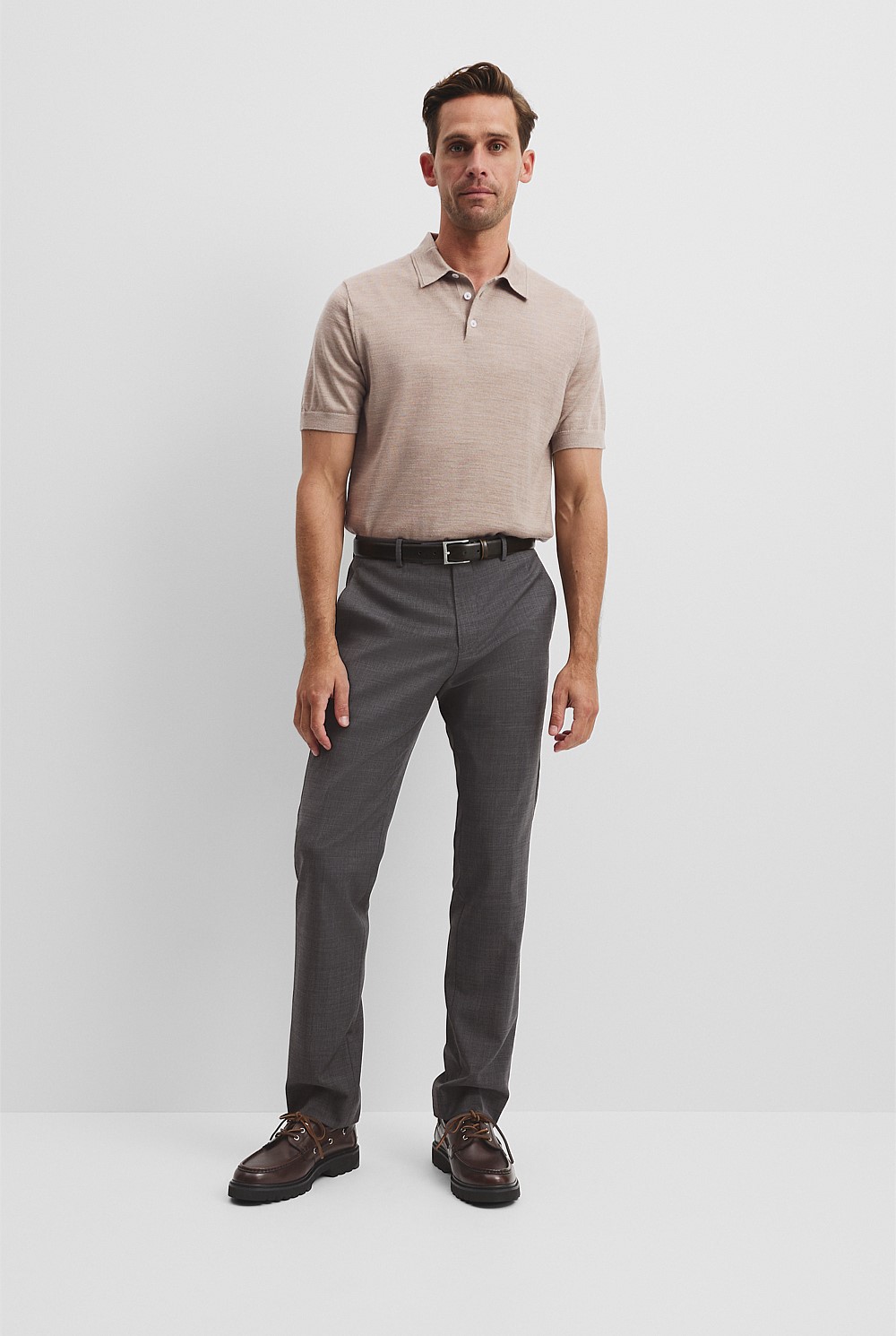 Australian Merino Short Sleeve Button Knit Polo