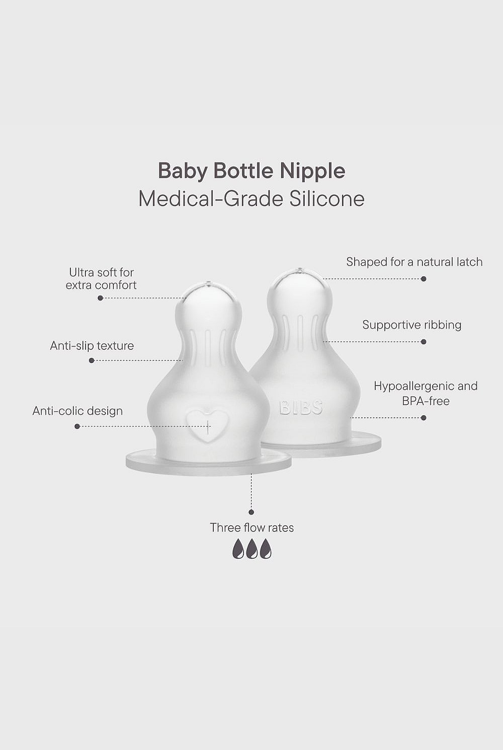 Bottle Replacement Nipple, Silicone (2pk) - Medium Flow