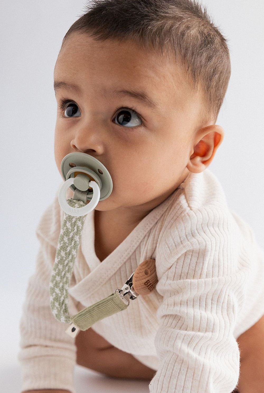 Pacifier Clip - Baby Blue/ivory