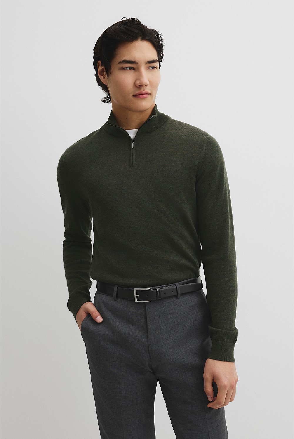 Australian Merino Long Sleeve Vam Half Zip Knit