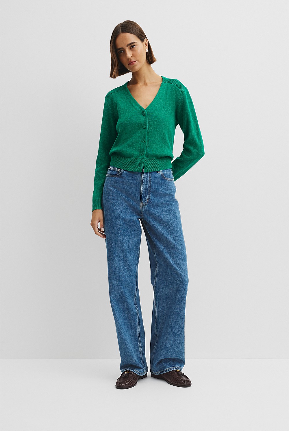 Organically Grown Cotton Linen Blend Knit Cardigan