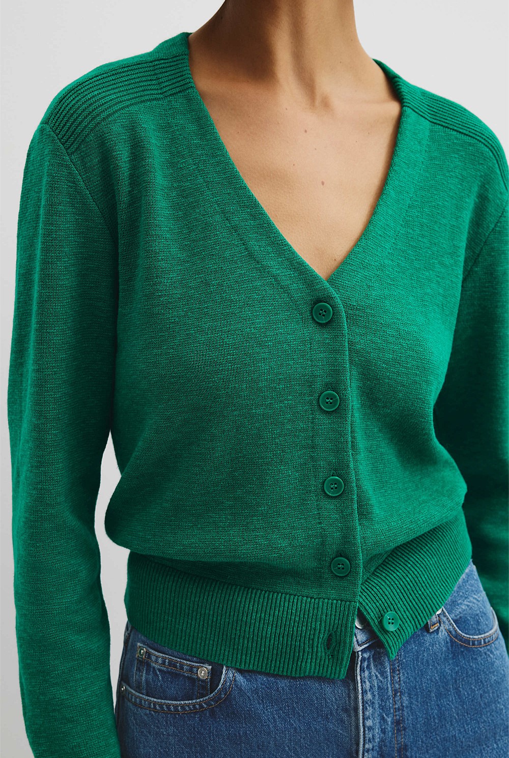 Organically Grown Cotton Linen Blend Knit Cardigan
