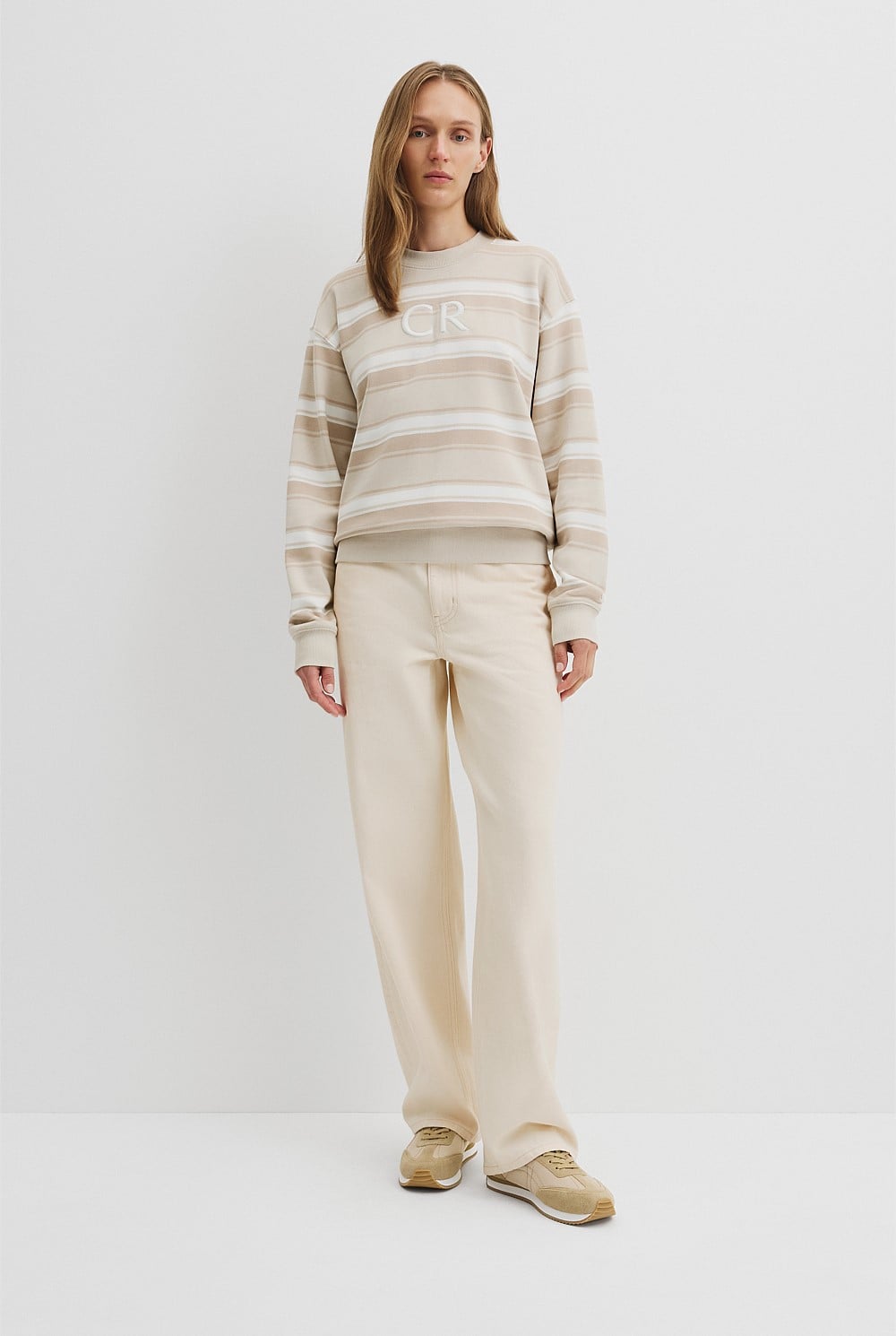 Australian Cotton Stripe Country Road Logo Sweat