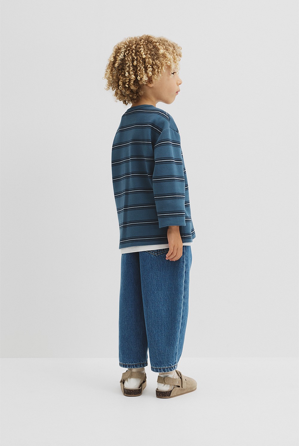 Organically Grown Cotton Stripe Long Sleeve Pique T-Shirt